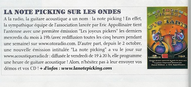 Paru dans le magazine "Guitarist Acoustic"